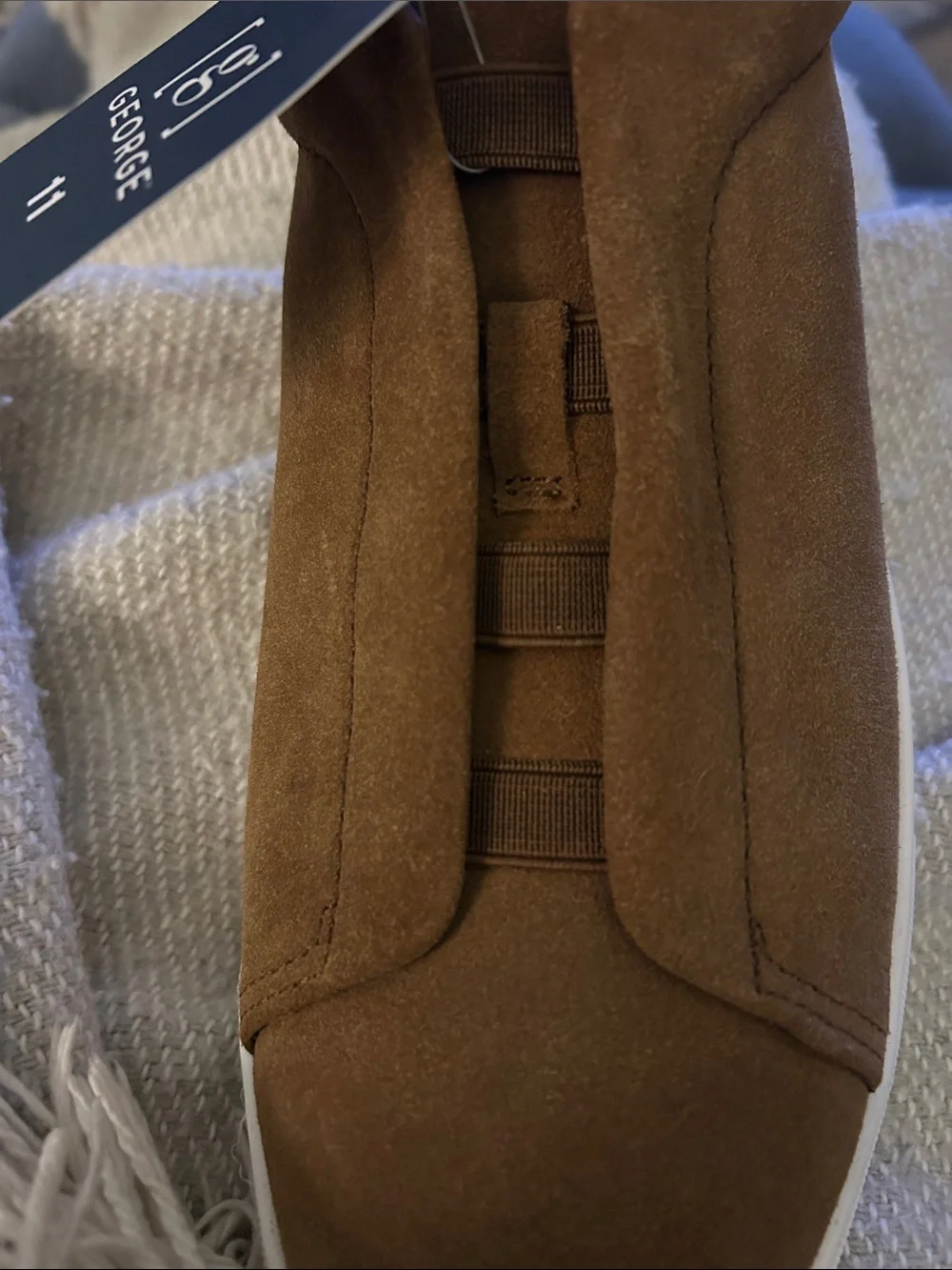 NWT! George Men's Gore Slip On Shoes Cognac Brown Size 11 Genuine Leather No Box